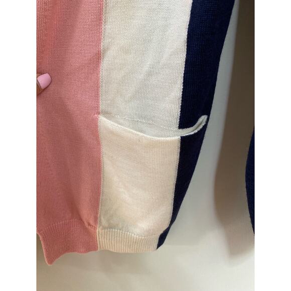 Anthropologie Paper London Dolly Striped Cardigan Sz Small Color Blocked Preppy - Picture 7 of 8